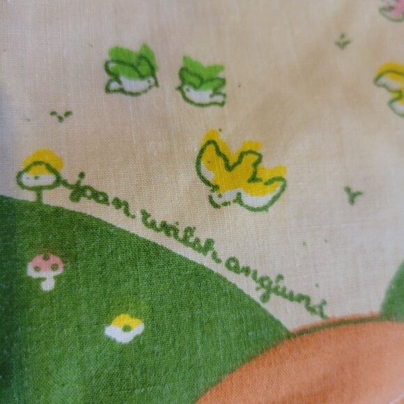 Joan Walsh Anglund Vintage 1975 Utica Twin Flat Fitted Sheet Set Orange Green Do - Picture 7 of 9